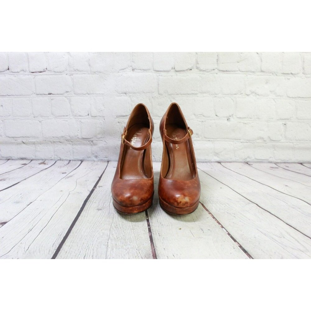 Cole Haan  Brown Leather Adjustable Strap Mary Jane High Heel Shoes Sz 6 B - Picture 4 of 9